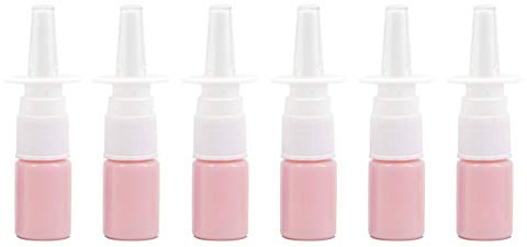 12Pcs Mini Plastic Nasal Spray Bottles - 5Ml Portable Empty Refillable Fine Mist Sprayers Atomizers Cosmetic Perfume Makeup Water Storage Holder Container (Pink)