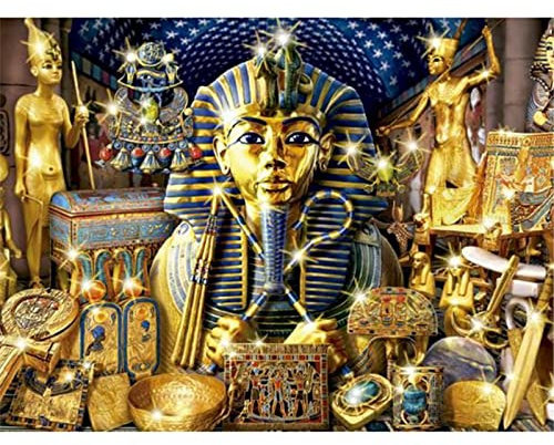 YSCOLOR Diamond Painting rund 5D DIY Diamant Stickerei Schätze der Diamanten Malerei Ägypten Kreuzstich Strass Mosaik Dekoration 30 x 40 cm