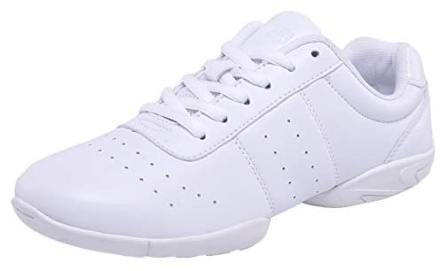 DADAWEN Damen Cheer Schuhe Mädchen Sneaker Outdoor Fitness Gymnastik Training Jazz Yoga Tanzschuhe, Weiß, 33 EU