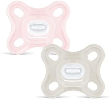 MAM Comfort Schnuller für Neugeborene 0-3 Monate, Rosa, 2 Stück | MAM symmetrischer Sauger, extra klein und schmaler Hals aus weichem Silikon, einfache Akzeptanz, mit selbststerilisierender