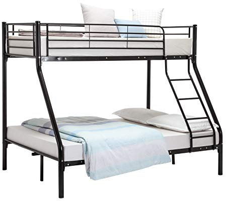 Panana Triple Bunk Bed 3FT Single 4FT6 Double Metal Bed Frame available in White Black,Silver