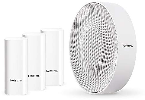 Netatmo Pack Accessoires de la Caméra Intérieure: Sirène Intérieure Intelligente + Détecteurs d'Ouverture Intelligents, sans Fil, 110 DB, Détection des Vibrations