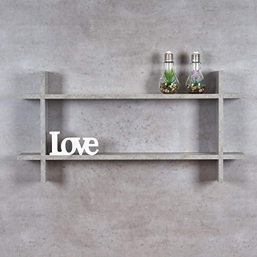 levandeo Regal BxH 98x48cm Holz Steckregal Beton Betonoptik Wandregal Bücherregal Ablage Vintage Deko Holzregal Einrichtung