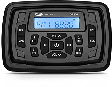 GUZARE Marine Stereo Radio Bluetooth Wasserdicht Golf Wagen Radio Multimedia Digital Radio Stereo Receiver AM FM Tuner Bluetooth Streaming auf ATV, UTV, Motorrad und Spa Badewanne