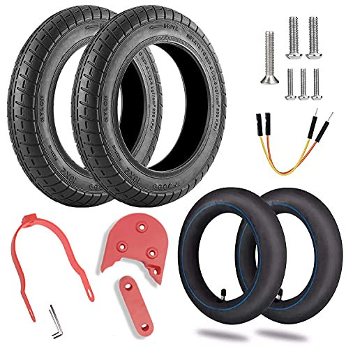 HORO.ES Kit Neumáticos Reforzados de 10 Pulgadas con cámaras de Aire y Espaciador 3D para Scooter Xiaomi M365/PRO (Kit Wanda Red)