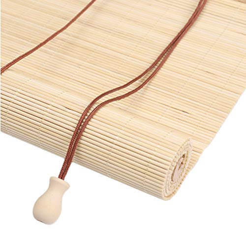 X1NGFU Natürliche Bambusrollo Rollo,Schnurzugrollo Vorhang,Bambus Raffrollo Sichtschutz Rollos,Bambusjalousien Rollläden Mit Haken,für Raumhohe Fenster/Restaurant,Anpassbar (50x60cm/20x24in)