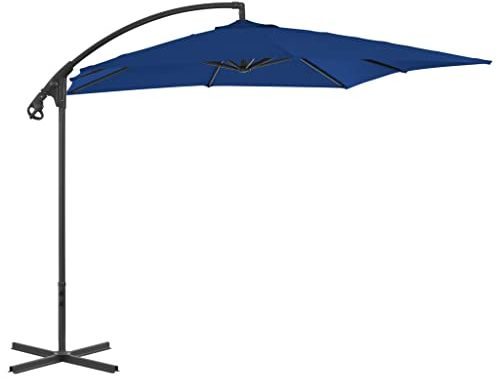 vidaXL Parasol Déporté avec Mât en Acier Parasol de Jardin Parasol de Patio Terrasse Extérieur Anti-UV Anti-décoloration 250x250 cm Azuré