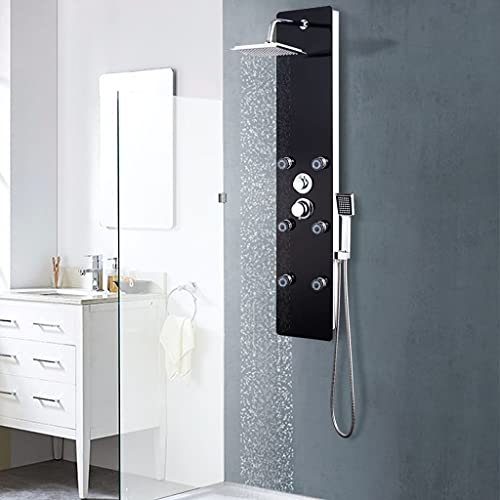 MUSEVANE Duschpaneel Glas 25×44,6×130 cm Schwarz