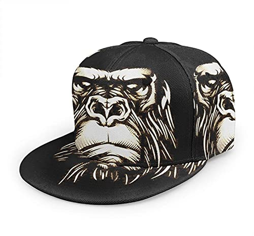 Oaieltj Unisex Baseball Cap Herren Damen Einstellbare Snapback Trucker Hat Mode Hip-Hop Baseball Cap, Cool Gorilla Affe schwarz, One size