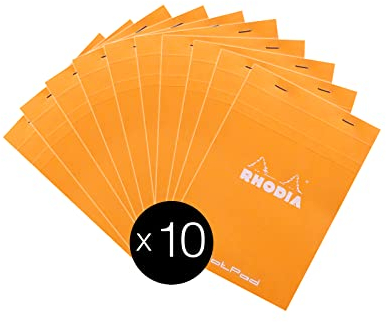 Rhodia 16558C - Packung mit 10 Notizblöcken No.16, DIN A5 80 Blätter Dot-Lineatur 80g, Orange, 1 Pack