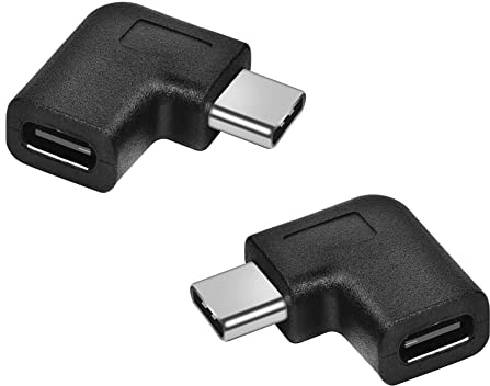 KUYiA Adapter Type C auf C, 90 Grad abgewinkelt, rechts und Links,USB C 3.1 Verlängerungsanschluss, Konverter kompatibel mit MacBook, Laptop, Tablet, Handy – 2 Stück