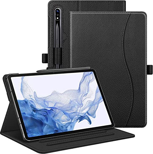 Fintie Case for Samsung Galaxy Tab S8 2022/Tab S7 2020 11 Inch (Model SM-X700/X706/T870/T875/T878), Multi-Angle Viewing Protective Cover with Pocket, Auto Sleep/Wake, Black
