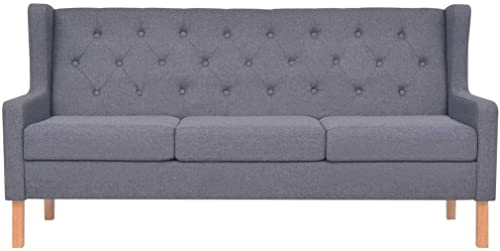 Hommdiy Sofa 3-Sitzer Dreisitzer Stoffsofa Polstersofa Loungesofa Couch Polstermöbel Wohnzimmersofa Designsofa Stoff Holzgestell Grau