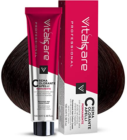 Vitalcare | Professional - Colorazione Permanente Professionale, Crema Colorante Capelli, Tintura Capelli con Proteine della Seta, n° 4/23, Castano Giamaica, 100ml