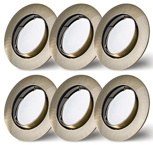 NCC-Licht 6er Set Einbaustrahler Messing grün gebürstet Ø75mm Lochbohrung mit LED Modul 5 Watt 400 Lumen Warmweiß 2700K ultra flach 30mm schwenkbar