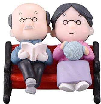 Süße Oma Figur Stuhl Buch Opa Altes Paar DIY Mini Fee Garten Ornament Miniatur Puppe Paar Figuren Gartendekoration