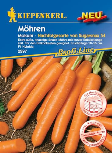 Kiepenkerl Profi-Line Möhrensamen Mokum, F1 2997 - Extra süße, knackige Snack-Möhre mit kurzer Entwicklungszeit - Samen Gemüse, Gemüsesamen, Saatgut