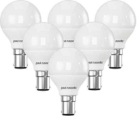 paul russells LED Golf Ball – Small Bayonet Fitting Dimmable Light, 5.5W B15 G45 LED Bulbs, 40w Equivalent, 6500K Daylight, Dimmer SBC Energy Saving Ceiling Lightsbulbs, 6 Pack