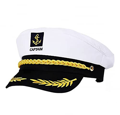 CCHAMP Party Dress Up Kapitän Hut Erwachsene für Männer Frauen, Seemann Kapitän Hut Skipper Hut, Yacht Kapitän Kappe Navy Kapitän Verkleidung Kostüm Zubehör, Marines Admiral Cap für Halloween Cosplay