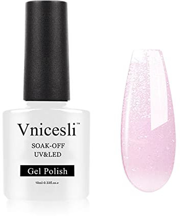 Vnicesli UV Gel Nagellack Shimmer Helles Lila, Glitzer Helles Lila Gel Lack Natürliches Funkeln Transparent Nagellack Gel Lack Nail Art Maniküre (Schimmer Helles Lila)