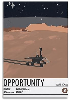 MITIN Vintage Space Poster Mars Opportunity Rover Dekorative Malerei Leinwand Wand und Kunstbild Familie Schlafzimmer Dekor 30 x 45 cm