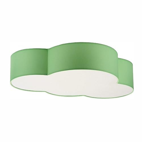 Licht-Erlebnisse Deckenleuchte Stoff Grün Für Kinder 62 cm lang H: 13 cm 4x E27 WOLKI Wolkenlampe Kinderzimmerleuchte Decke Deckenlampe