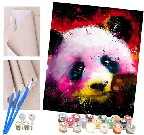 Peinture par Numéro Adulte Bricolage Tableau Peindre par Nombre pour Enfants Jouets à peindre cadeaux peints à la main Panda animal coloré Home Decor 40x50cm