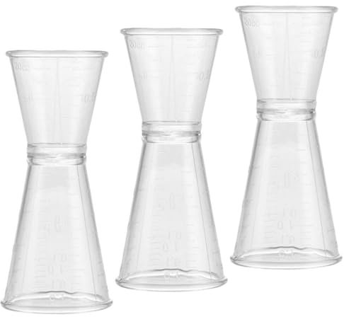 DEARMAMY 3piezas Taza Medidora De Plástico Transparente De Jigger Doble Lado Para Medición Precisa De Cócteles Para Bar y Cocina