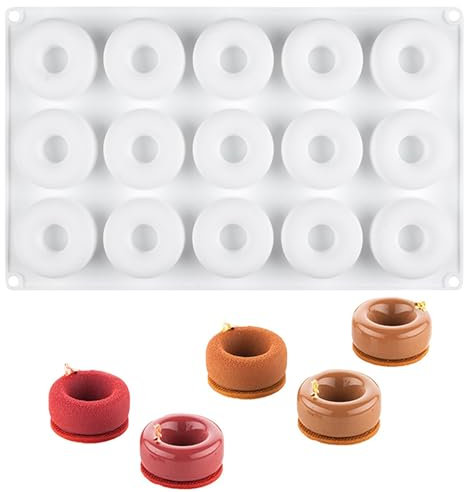 OCPO KITCHEN Silikon Donut Formen, Silikon Donut Backform Antihaft, Lebensmittelechtes Silikon-Backformen für Süßigkeiten, Muffins, Schokolade, Gelee, Eiswürfel (15 Hohlräume)