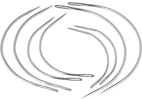 8 Stück Gebogene Nadeln Set Rund Leder Sattlernadel Stahl Polsternadel Nähnadeln zum Nähen Perücke C Gebogene Nadeln Extensions Nadeln Leder Nähen Nadeln Dünn