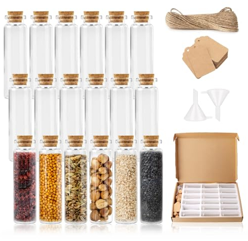 Svitzoot 18er Glas Reagenzglas mit Korken 40ML Mini Gläser mit Korken als Gastgeschenke Hochzeit Tischkartenhalter Hochzeit Reagenzglas für Gastgeschenke Hochzeit Party Blumen Badesalz Gewürze Kräuter