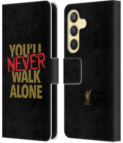 Head Case Designs Offizielle Liverpool Football Club Angabe Schwarz Liver Bird YNWA Leder-Wallet-Hülle Kompatibel mit Samsung Galaxy S24 5G