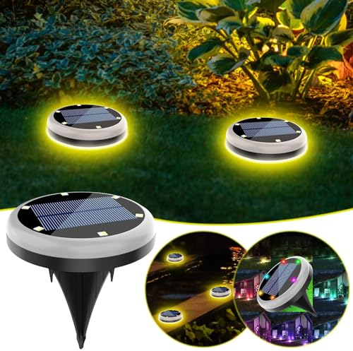 4 Stück Solarleuchten Für Außen, Solar Solarlampen Bodenleuchten Für Garten Außen Mit 6 LEDs Bunte RGB, Wasserdicht Led Solar Gartenleuchten Solarlampen Für Rasen Auffahrt Gehweg Patio