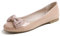 Feversole Women's Round Toe Cute Bow Trim Ballet Flats Dolly Shoes Nude Pink Paten 7 UK