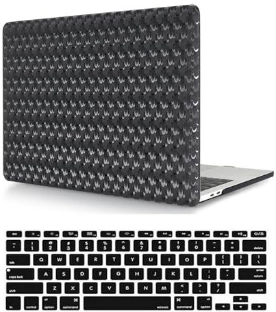 Custodia per Nuovo Macbook Pro 15 pollici 2019 2018 2017 2016 Modello A1990 A1707 con Touch Bar e Touch ID, Caso di plastica protettiva in pelle PU e Tastiera Cover, Nero