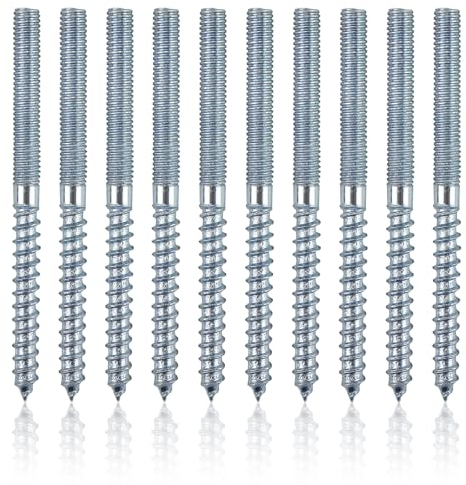 Lot de 10 Vis à Double Filetage M6x80 mm en Acier Inoxydable Galvanisé, TX15 pour Bois, Pieds de Meubles, Support Métallique