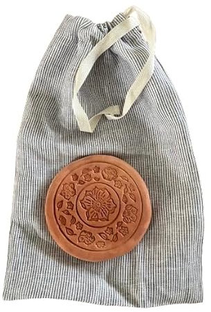 Kitchen Flight Brotkorb Warmhaltestein, Keramik, handgefertigt mit Leinen-Brotbeutel