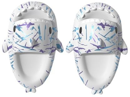 Generisch Ciabatte unisex a forma di squalo nuvoloso, antiscivolo, ad asciugatura rapida, pantofole per squalo nuvoloso, Punk White, 36/37 EU