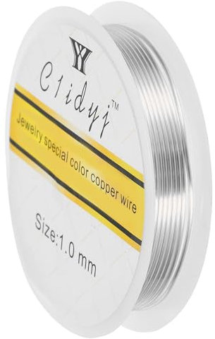 sourcing map 1mm/18 Gauge Copper Wire for Jewelry Making, 1 Roll Craft Tarnish Resistant Beading Wire for Jewelry Making Supplies DIY (Silver)
