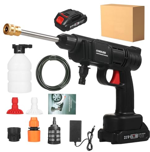 Mulcort Cordless Pressure Car Washer 24.5Bar/350PSI Portable Cordless Power Washer 1500mAh*2 Battery Powered Pressure Washer High Pressure Washer Machine Handheld Pressure Washer for Car Home Garden