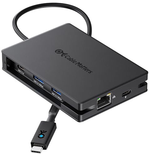 Cable Matters Adaptateur multiport USB C 8 en 1 avec Double HDMI, Charge PD 140W, Gigabit Ethernet, Transfert de données 10 G Via 3 Ports USBC et USBA 3.2 Gen 2, et 1 x USB 2.0 pour Clavier/Souris