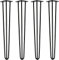 Lot de 4 pieds de meubles en épingle à cheveux en acier de style industriel moderne pour bricolage, table de bureau ou table à manger, 60 cm, noir