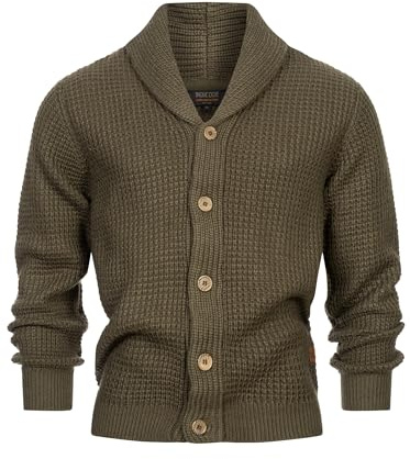 Indicode Herren INBrandox Strickjacke mit Schalkragen und Knopfleiste | Klassischer Cardigan für Business und Freizeit, Feinstrickjacke, Herrenjacke, Freizeitjacke, Strickoberteil für Männer