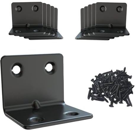 Dayalo 10 Stück Winkelverbinder Schwarz 30x30x40 mm, Balkenwinkel Winkel Holzverbinder, Metall Winkelverbinder, Edelstahl Winkel Metallwinkel 90 Grad L Form für Anbau Winkel Bracket Möbel