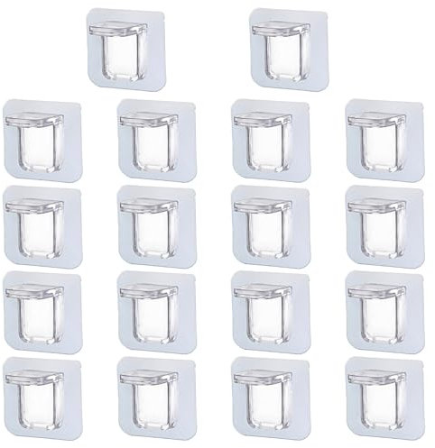 GVSS Lot de 18 Fixation Étagère Sans Percer 7 x 7 cm, Supports Autocollants,Support Étagère Murale Sans Percage,Adhésif Transparent,Équerre Étagère Cuisine,Support Autocollant Mural