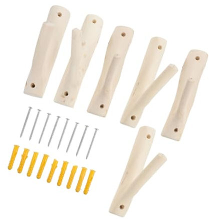 Warmhm 6pièces Muraux Bois Naturel Lot De Forme De Branche Pour Décoration Intérieure Pour Accrocher Manteaux Écharpes Et Style Champêtre Et Design Créatif Dimensions