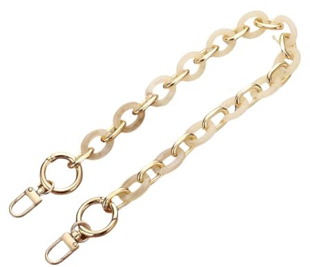 WANYI 40CM Taschenkette Gold Acryl Resin Taschengurte Ersatz Metallkette Taschenriemen Handykette Geldbörsenkette für DIY Taschen Handtasche Geldbörse mit Gold Karabiner (Beige)