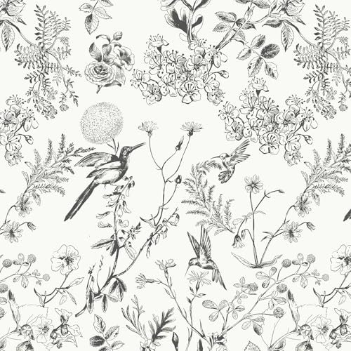 Yomshi Self Adhesive Wallpaper Beige Floral Bird Peel and Stick Wallpaper 44cm x 10m Flower Leaf Wallpaper Thick Textured Waterproof Viny Wrap Film Sticky Back Plastic for Living Room Furniture