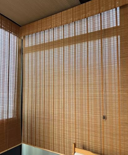 GHHDPDMJ Bambus-Rollo für den Außenbereich, hochwertiger natürlicher Holzfenster-Dekorvorhang für Fenster, freundlicher Lichtfilter-Rollo (65 x 65 Zoll)