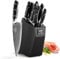 9-Piece Damascus Knife Set with Wooden Block - Professional Japanese VG10 Steel Kitchen Knives, Chef Knives Set, Black Damascus Steel Knives